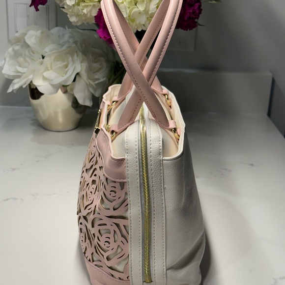 Betsey Johnson Pink and White Floral Satchel Crossbody - Picture 5 of 11